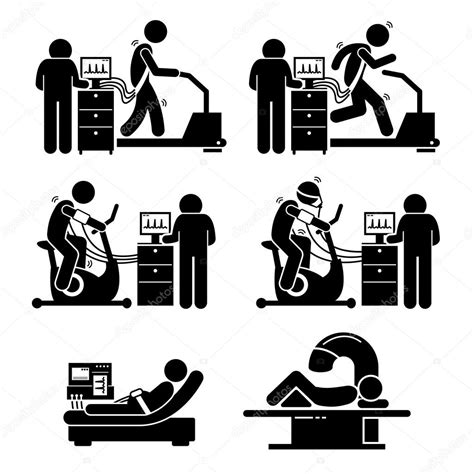 Exercise Stress Test For Heart Disease Stick Figure Pictogram Icons