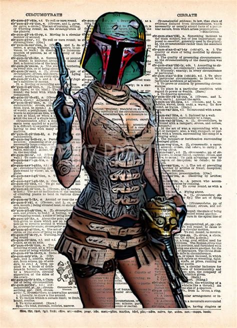 Boba Fett Pinup Girl Dictionary Art Print Star Wars Sexy Etsy