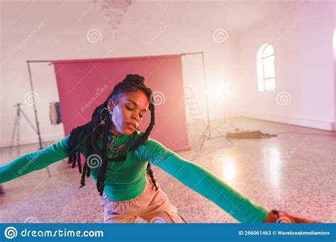 Image Of African American Female Hip Hop Dancer In Studio Stock Image