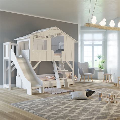 Choose from free loft bed plans and other free woodworking plans. Mathy By Bols Treehouse Bunk Bed With Platform & Slide ...