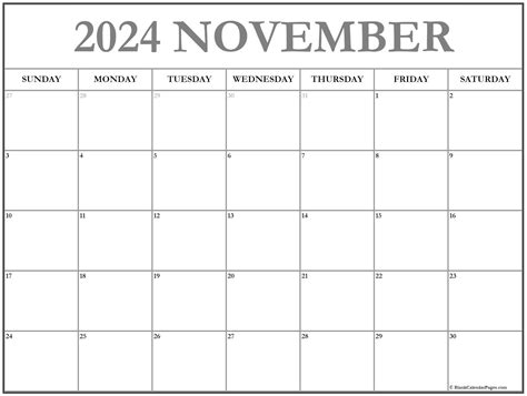 November 2024 Calendar Free Printable Calendar