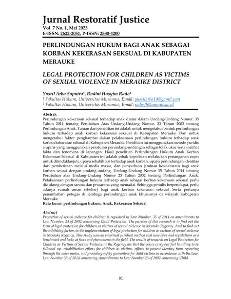 pdf perlindungan hukum bagi anak sebagai korban kekerasan seksual di