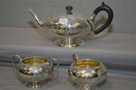 Made For Birks Sterling Silver Tea Set Including Teapot And Gold Washed