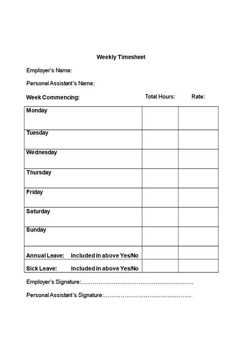 Simple Weekly Timesheet Template Simple Weekly Timesheet Template Get