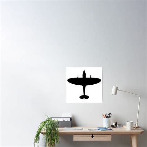 Spitfire Ww2 British Fighter Plane Silhouette T Poster For Sale By