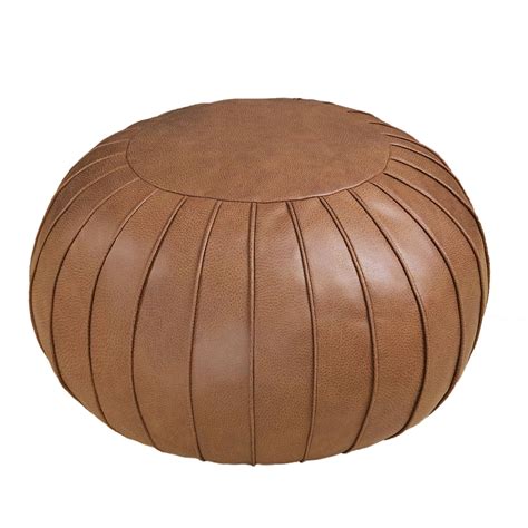 Thgonwid Faux Suede Indoor Round Pouf Brown 23 X 14