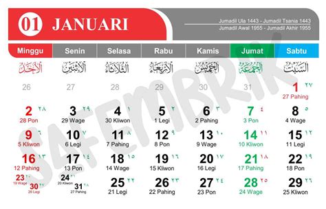Kalender 2022 Lengkap Dengan Weton Jawa