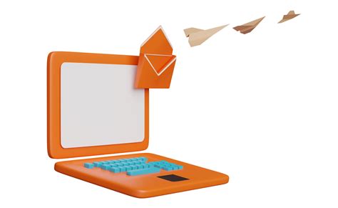 Free Orange Laptop Computer With Envelope Paper Plane Isolated