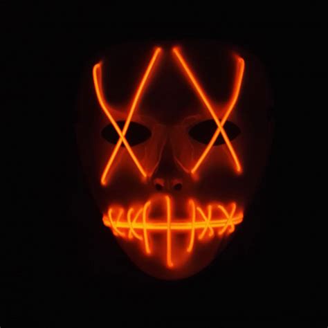 Cheap Halloween Led Light Mask Scary Smiling Face Rave Purge Festival