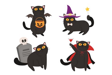 Black Cats Halloween Theme Vector 12371596 Vector Art At Vecteezy