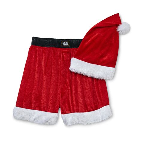joe boxer men s christmas pajama shorts and santa hat
