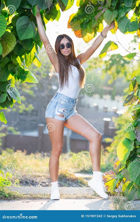 Young Beautiful Girl Posing Outdoors Stock Photo Image Of Model