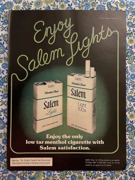 Vintage 1978 Salem Lights Cigarettes Print Ad Green Neon 600 Picclick
