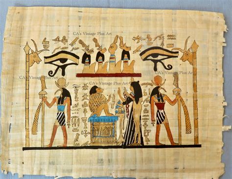Digital Egyptian Painting On Papyrus With Hieroglyphics And Other Gods