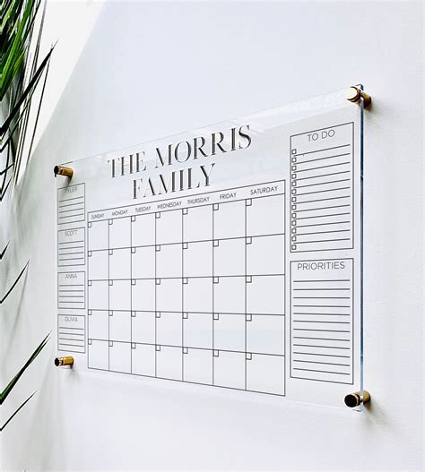 Personalized Acrylic Calendar For Wall Office Decor Dry Etsy