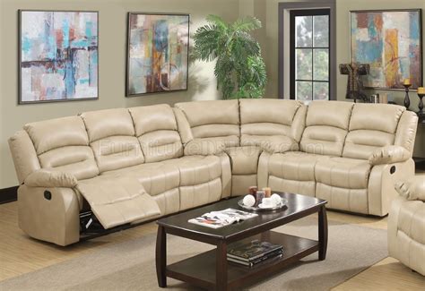 9173 Reclining Sectional Sofa In Cream Bonded Leather Woptions