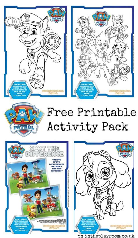 Follow the rescue dog team and ryder on their adventures in this adorable nick jr. Paw Patrol Colouring Pages and Activity Sheets - In The ...