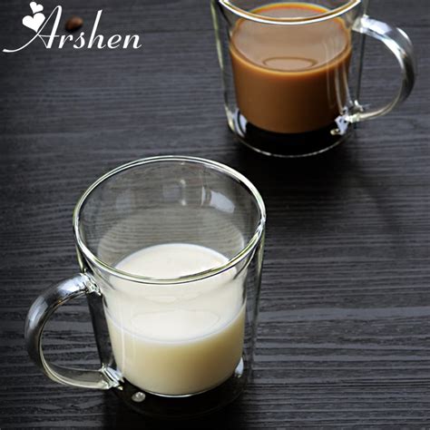 arshen double coffee milk mugs with the handle glassware drinking insulation double wall glasses
