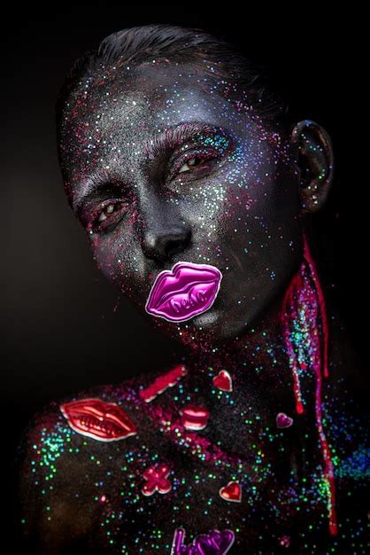 Premium Photo Mystical Makeup Of A Woman In The Dark