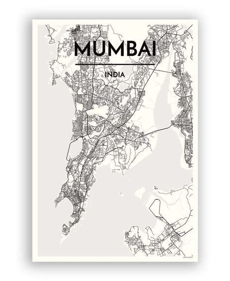 Mumbai Map Art Print Map Art Print City Maps Design Personalized