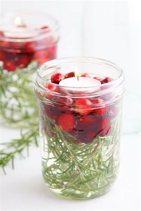 Diy Holiday Floating Candles Rosemary And Cranberries With Floating