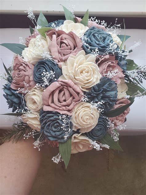 Dusty Blue And Dusty Pink Wedding Bouquet Dusty Blue And Pink Wrist