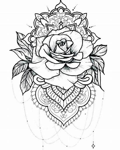 Coloring Adults Tattoo Rose Roses Tattoos Printable