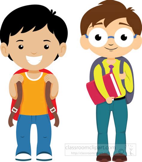 School Clipart Two Student With Backpacks Ready For School Clipart
