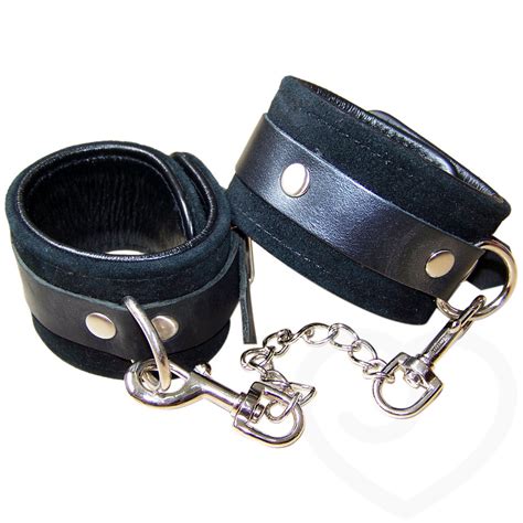 Bondage Boutique Luxury Leather And Suede Padded Ankle Cuff Restraints Lovehoney