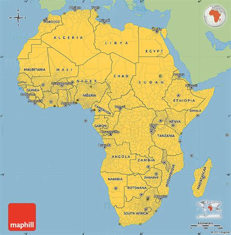 Savanna Style Simple Map Of Africa Single Color Outside
