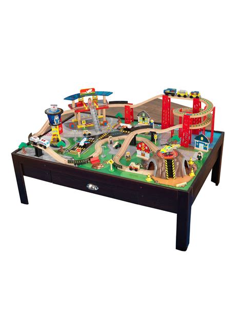 .pieces airport includes runway and helipad hospital with ambulance large enough that multiple children can play at once compatible with thomas friends wooden train sets and brio wooden train sets. Airport Express Train Set and Table by KidKraft at Gilt ...