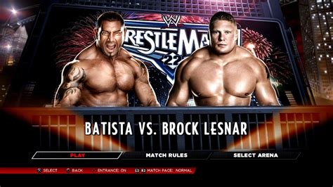 Wwe 2k14 Ps3 Batista Vs Brock Lesnar Retro 2k Mclassic Youtube