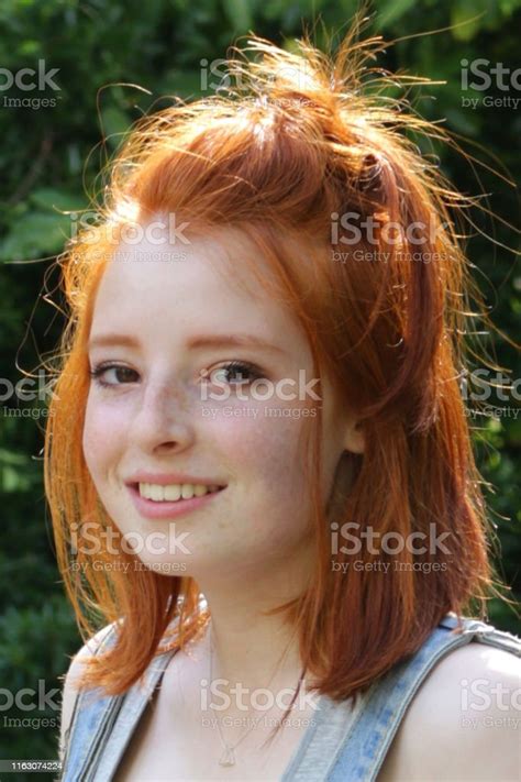 Image Of Young Pretty Teenager Redhead Girl Face Profile With Red Hair