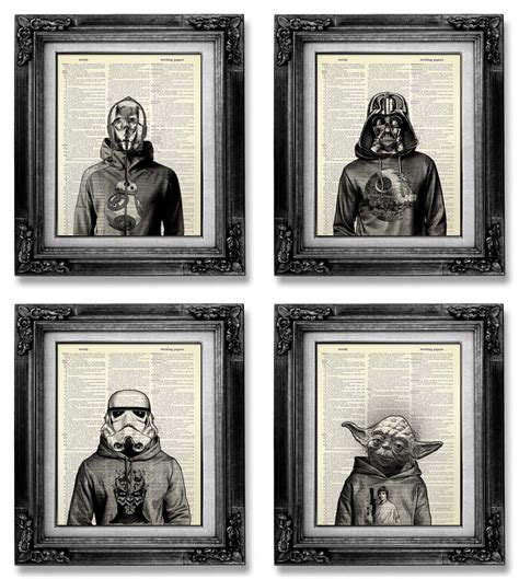 Star Wars Poster Set Of 4 Star Wars Art Set Star Wars Print Set Star