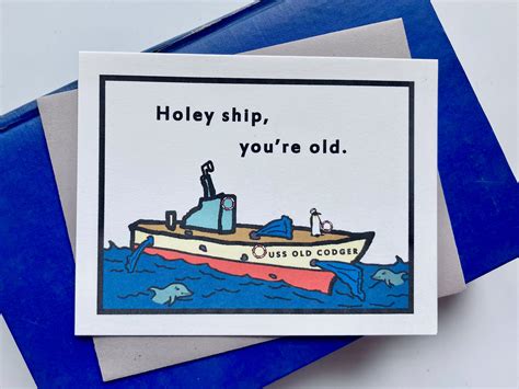 Holey Ship Boat Birthday Card Nautical Birthday Card Pun Etsy