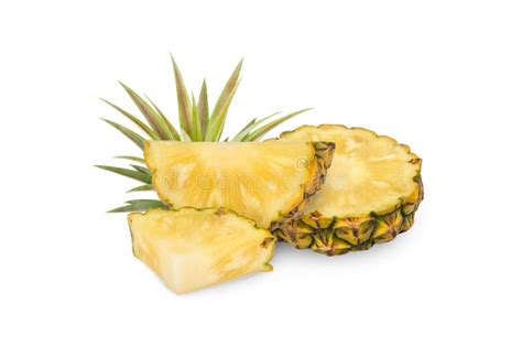 Whole Pineapple And Pineapple Slice Pineapple With Leaves Isolated On