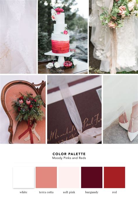 Color Palette Moody Pinks And Reds Cake And Lace Wedding Blog Color