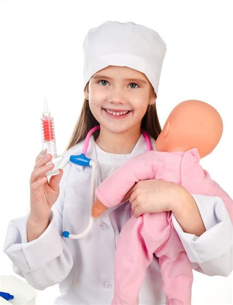 Adorable Little Girl Playing At The Doctor Stock Photo Image Of