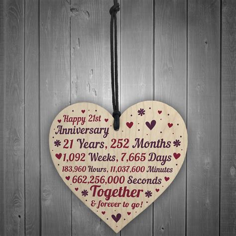 Anniversary Wooden Heart To Celebrate 21st Wedding Anniversary