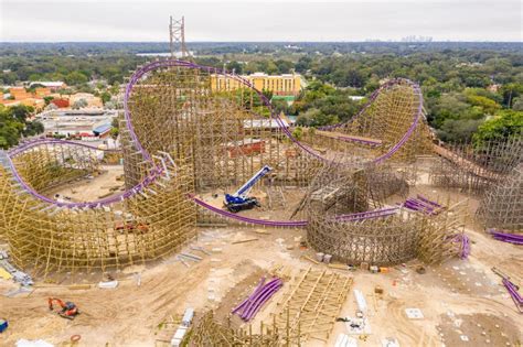 Construction Of A Roller Coaster At A Theme Park Editorial Photography