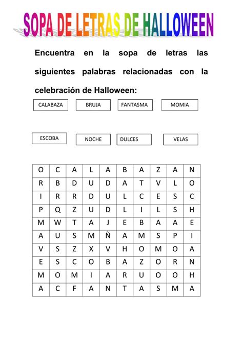 Las Mejores 186 Sopa De Letras De Halloween En Ingles F1inschoolsmx