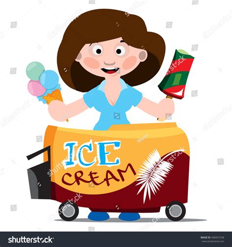Ice Cream Seller Professions Color Illustration Stock Vector Royalty