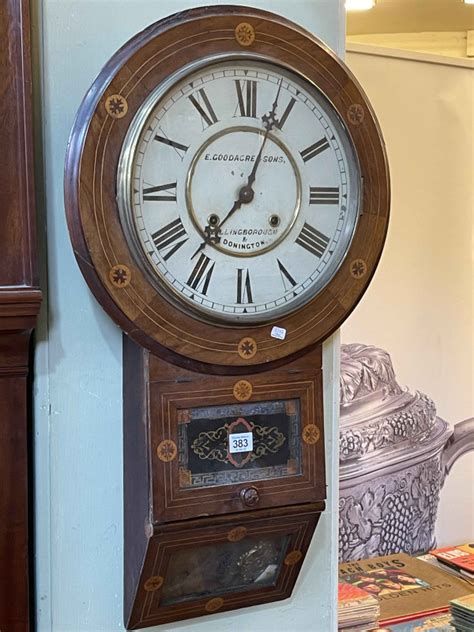 Victorian Walnut And Satinwood Inlaid Anglo American Drop Dial Wall