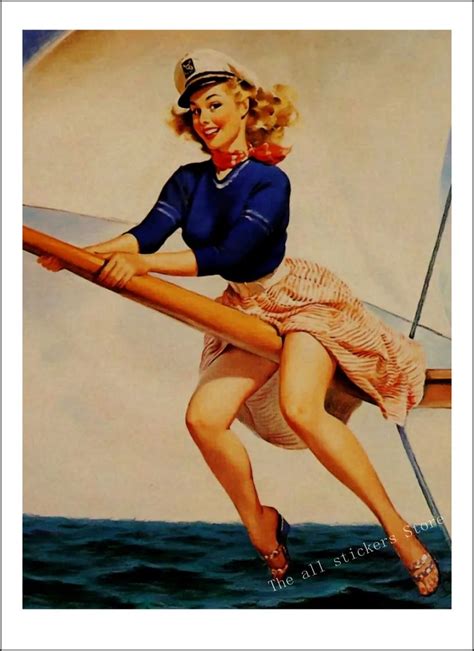 World War Ii Pinup Girls Retro Kraft Paper Poster Sexy Girl