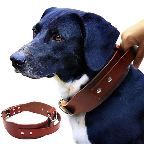 Dog Collar Quick Control Genuine Leather With Durable Handle For Large
