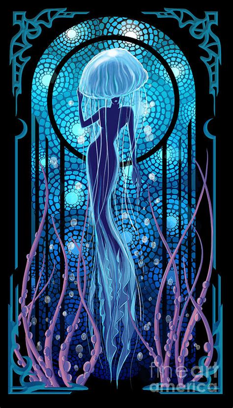 Mermaid Poster Jellyfish Art Jellyfish Painting