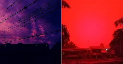 The Purple Sky Of Japan And The Red Sky Of Indonesia