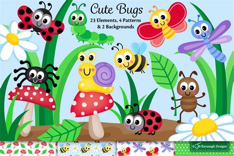 Cute Bugs Clipart C45 Pre Designed Photoshop Graphics ~ Creative Market