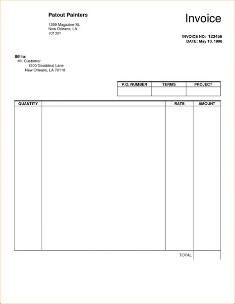 Invoice Template In Word Format Free Download Screenlas