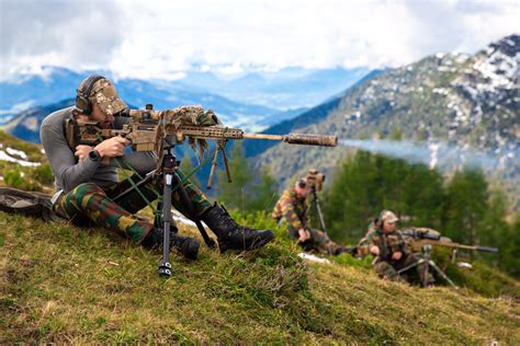 Belgian Special Forces Sniper Team In International Special Training Center Hochfilzen Austria